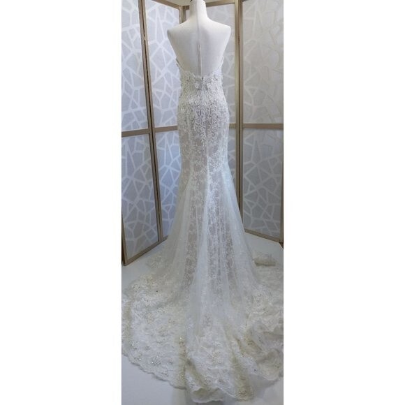 Eve of Milady Wedding Dress Strapless Fit and Flare Couture Collection Size 8 - Picture 6 of 12